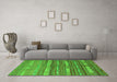 Machine Washable Southwestern Green Country Area Rugs in a Living Room,, wshcon3052grn