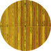 Round Southwestern Yellow Country Rug, con3052yw