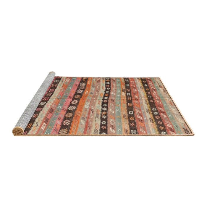 Serging Thickness of Machine Washable Contemporary Chestnut Red Rug, wshcon3053
