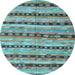 Round Southwestern Light Blue Country Rug, con3053lblu