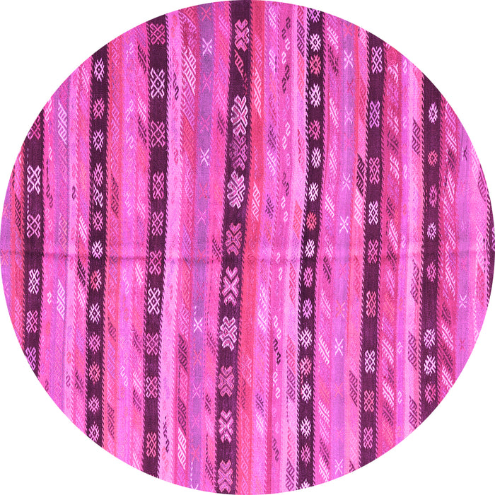 Round Machine Washable Southwestern Pink Country Rug, wshcon3053pnk