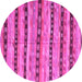 Round Machine Washable Southwestern Pink Country Rug, wshcon3053pnk