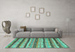 Machine Washable Southwestern Turquoise Country Area Rugs in a Living Room,, wshcon3053turq