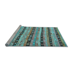 Sideview of Machine Washable Southwestern Light Blue Country Rug, wshcon3053lblu