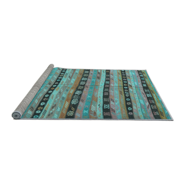 Sideview of Machine Washable Southwestern Light Blue Country Rug, wshcon3053lblu