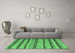 Machine Washable Southwestern Emerald Green Country Area Rugs in a Living Room,, wshcon3053emgrn