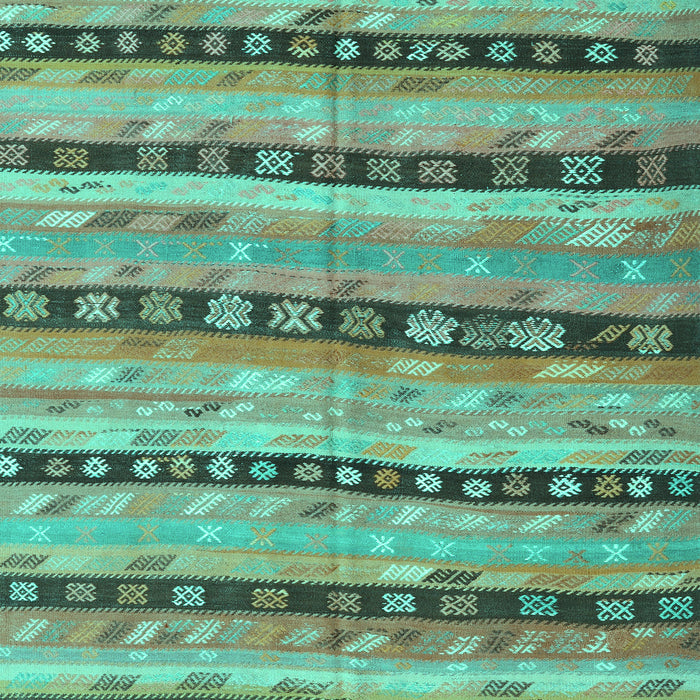 Machine Washable Southwestern Turquoise Country Area Rugs, wshcon3053turq