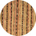 Round Southwestern Brown Country Rug, con3053brn