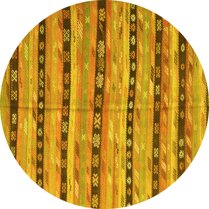 Round Southwestern Yellow Country Rug, con3053yw