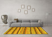 Machine Washable Southwestern Yellow Country Rug in a Living Room, wshcon3053yw