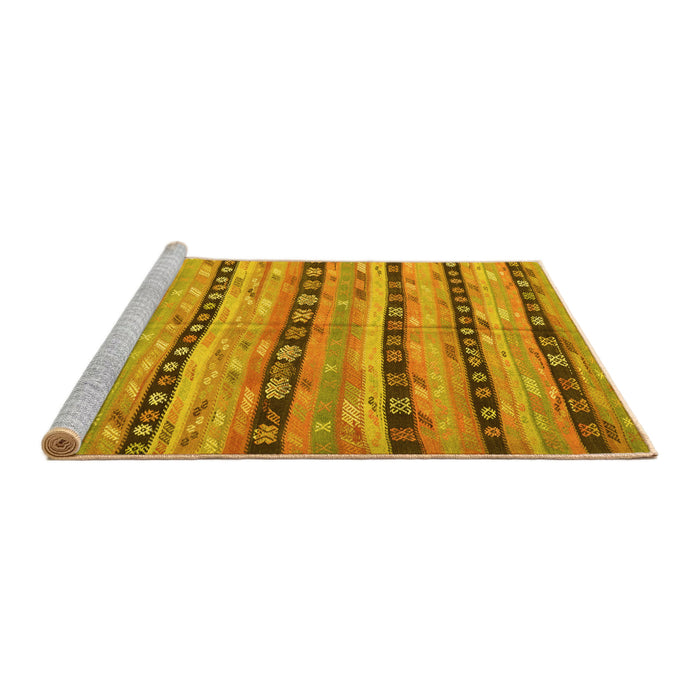 Sideview of Machine Washable Southwestern Yellow Country Rug, wshcon3053yw
