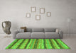 Machine Washable Southwestern Green Country Area Rugs in a Living Room,, wshcon3053grn