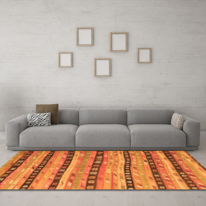 Machine Washable Southwestern Orange Country Area Rugs in a Living Room, wshcon3053org