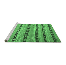 Sideview of Machine Washable Southwestern Emerald Green Country Area Rugs, wshcon3053emgrn