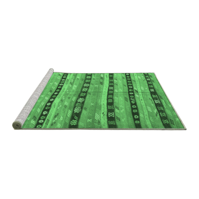 Sideview of Machine Washable Southwestern Emerald Green Country Area Rugs, wshcon3053emgrn