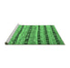 Sideview of Machine Washable Southwestern Emerald Green Country Area Rugs, wshcon3053emgrn
