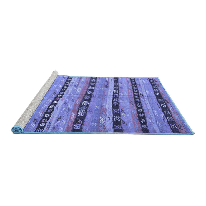 Sideview of Machine Washable Southwestern Blue Country Rug, wshcon3053blu