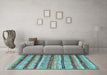 Machine Washable Southwestern Light Blue Country Rug in a Living Room, wshcon3053lblu