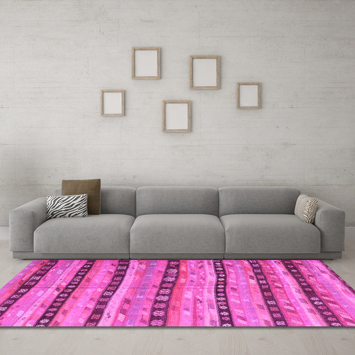 Machine Washable Southwestern Pink Country Rug in a Living Room, wshcon3053pnk