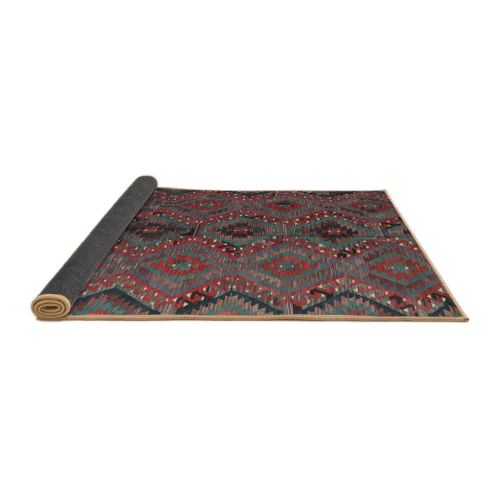 Thickness of Contemporary Brown Red Southwestern Rug, con3054