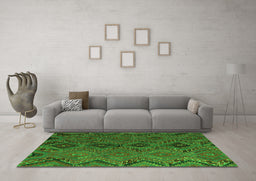 Machine Washable Southwestern Green Country Area Rugs in a Living Room,, wshcon3054grn