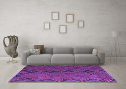 Machine Washable Southwestern Purple Country Area Rugs in a Living Room, wshcon3054pur