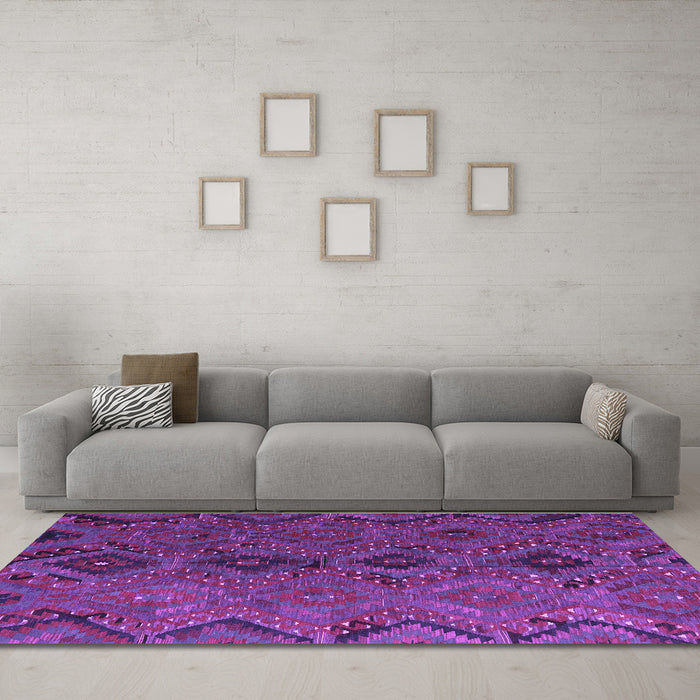 Machine Washable Southwestern Purple Country Area Rugs in a Living Room, wshcon3054pur