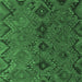 Square Machine Washable Southwestern Emerald Green Country Area Rugs, wshcon3054emgrn