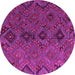 Round Machine Washable Southwestern Pink Country Rug, wshcon3054pnk