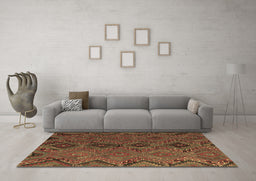 Machine Washable Southwestern Brown Country Rug in a Living Room,, wshcon3054brn