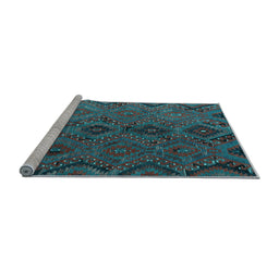 Sideview of Machine Washable Southwestern Light Blue Country Rug, wshcon3054lblu