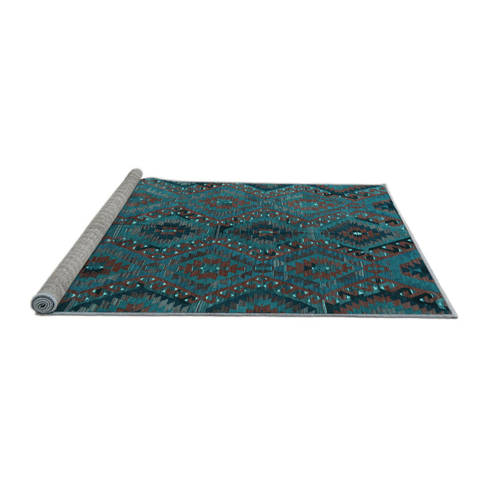 Sideview of Machine Washable Southwestern Light Blue Country Rug, wshcon3054lblu