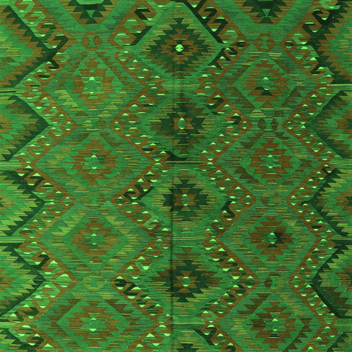 Serging Thickness of Southwestern Green Country Rug, con3054grn