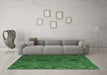 Machine Washable Southwestern Emerald Green Country Area Rugs in a Living Room,, wshcon3054emgrn