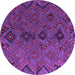 Round Machine Washable Southwestern Purple Country Area Rugs, wshcon3054pur