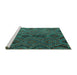 Sideview of Machine Washable Southwestern Turquoise Country Area Rugs, wshcon3054turq