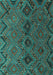 Machine Washable Southwestern Turquoise Country Area Rugs, wshcon3054turq