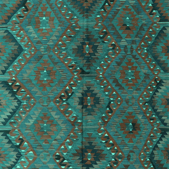 Machine Washable Southwestern Turquoise Country Area Rugs, wshcon3054turq