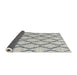 Thickness of Contemporary Silver Gray Trellis Rug, con3055