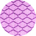 Round Machine Washable Trellis Pink Modern Rug, wshcon3055pnk