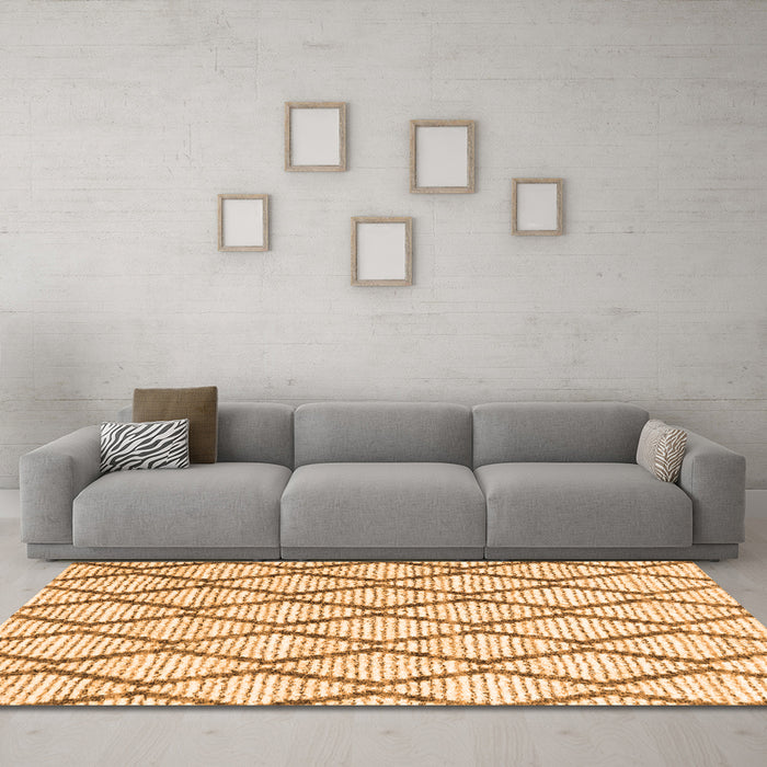 Machine Washable Trellis Orange Modern Area Rugs in a Living Room, wshcon3055org