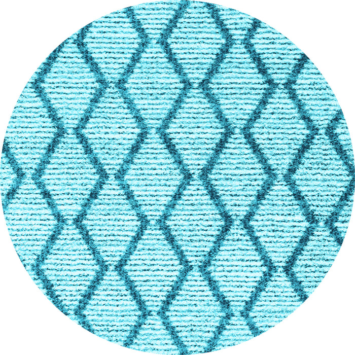 Round Machine Washable Trellis Light Blue Modern Rug, wshcon3055lblu