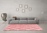 Machine Washable Trellis Red Modern Rug, wshcon3055red