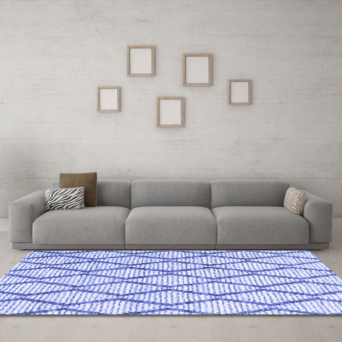 Machine Washable Trellis Blue Modern Rug in a Living Room, wshcon3055blu