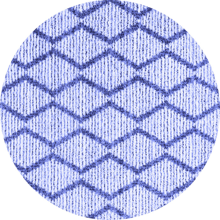 Round Machine Washable Trellis Blue Modern Rug, wshcon3055blu