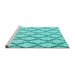 Sideview of Machine Washable Trellis Turquoise Modern Area Rugs, wshcon3055turq
