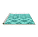 Sideview of Machine Washable Trellis Turquoise Modern Area Rugs, wshcon3055turq