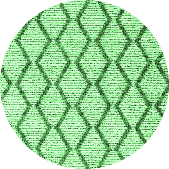 Round Machine Washable Trellis Emerald Green Modern Area Rugs, wshcon3055emgrn