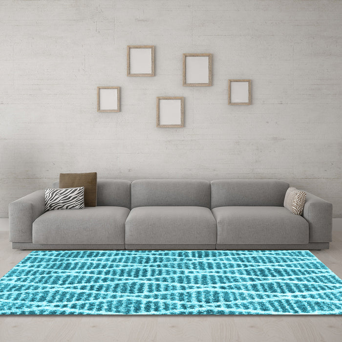 Machine Washable Trellis Light Blue Modern Rug in a Living Room, wshcon3056lblu