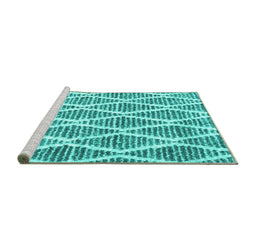 Sideview of Machine Washable Trellis Turquoise Modern Area Rugs, wshcon3056turq